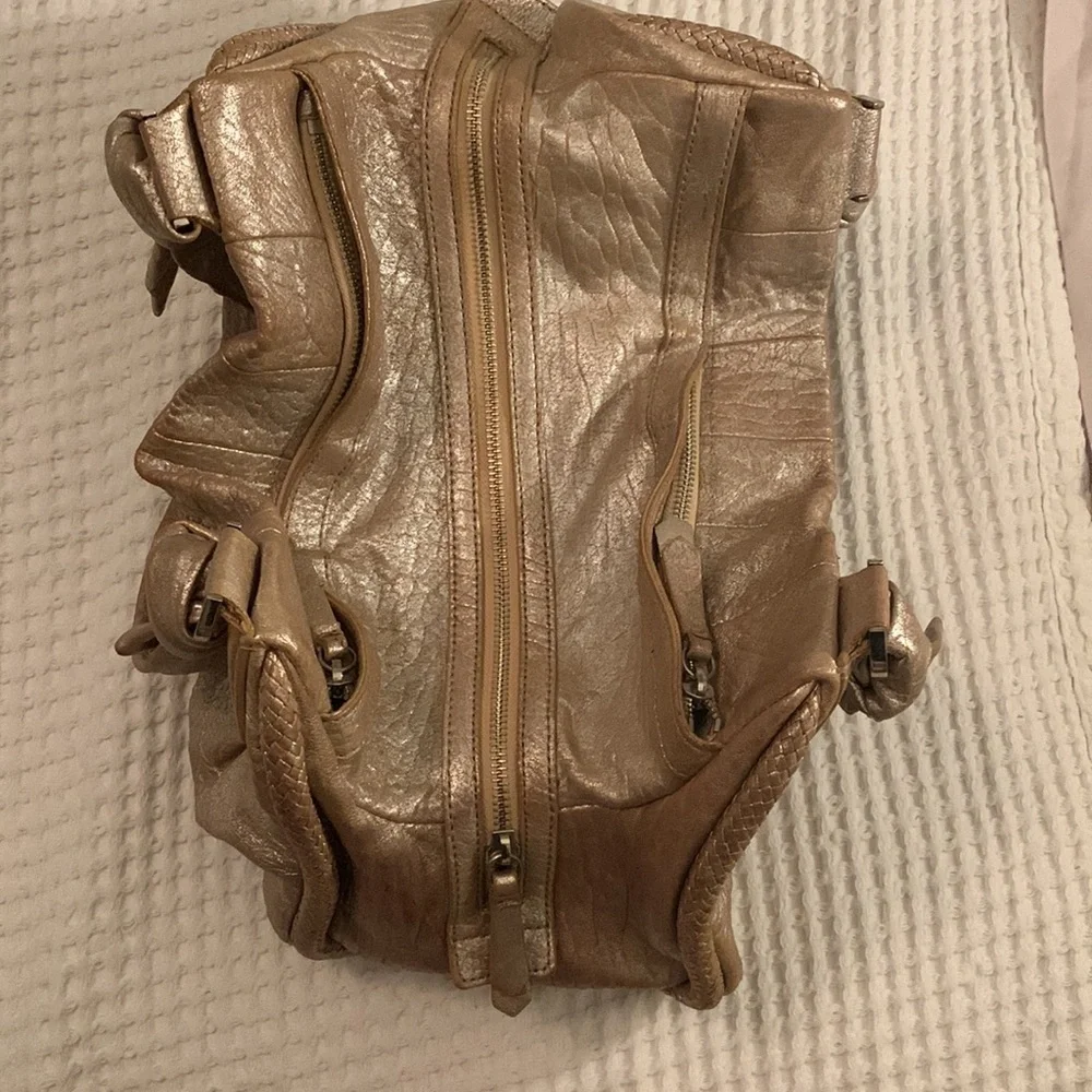Cole Haan  Pleated Beige Metalic Hobo Bag